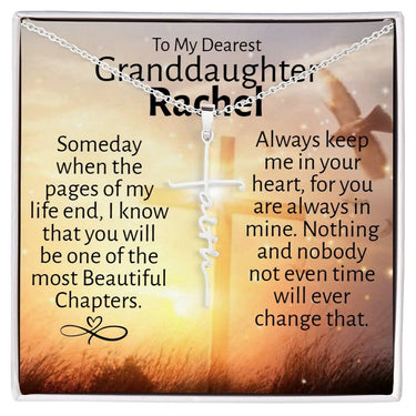 Personalized Granddaughter Faith Cross Necklace - Love You This Much